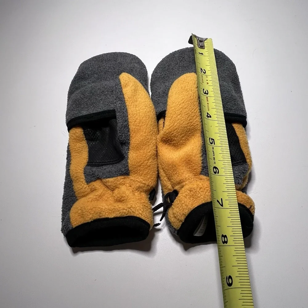 Gap Kids L Yellow Gray Fleece Winter Mittens‎ Fingerless Gloves
